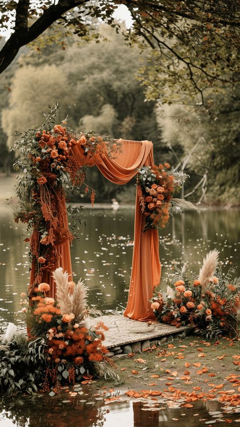 Burnt Orange, Red and Sage Green Wedding Decor