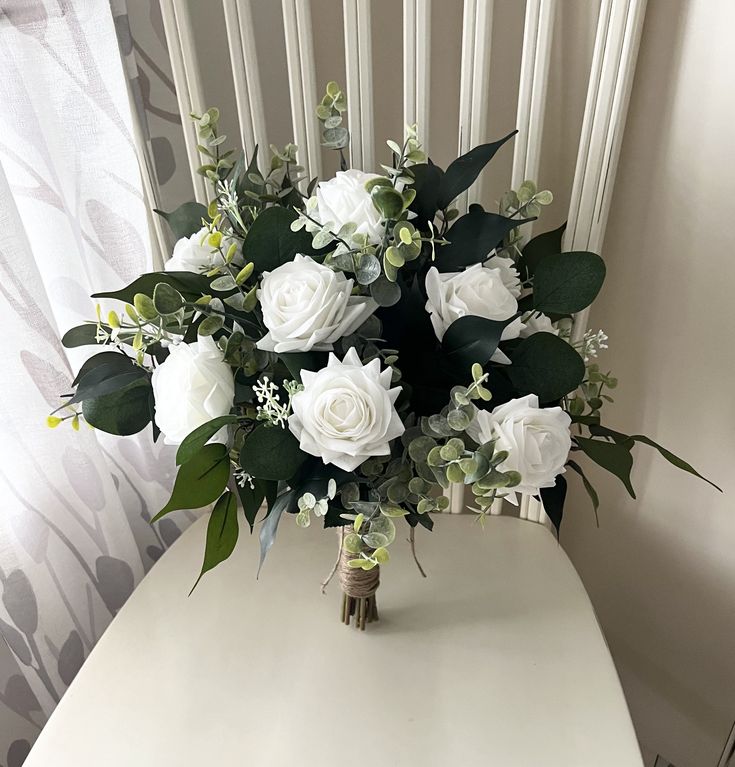 Dark Green and White Wedding Flower