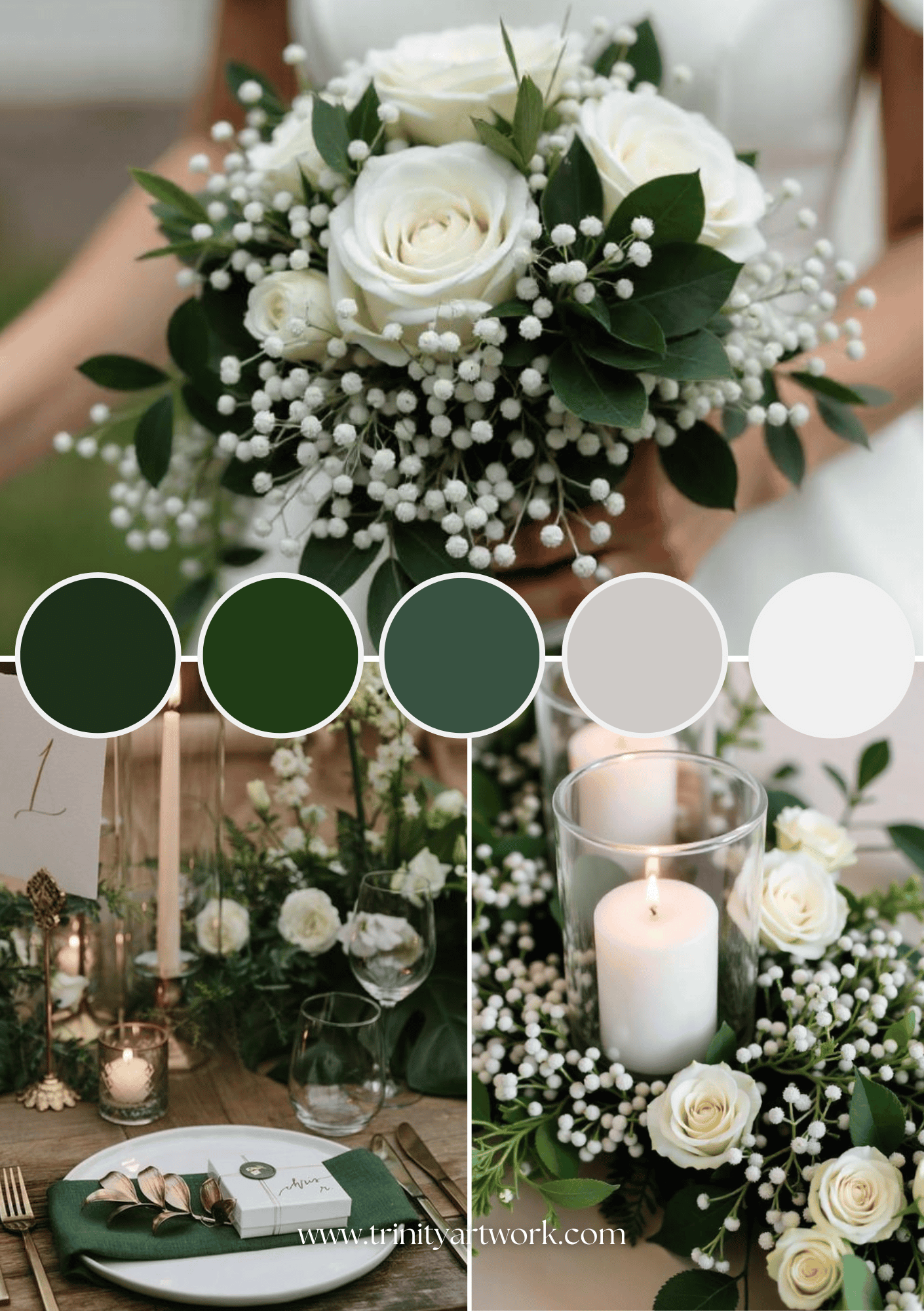 Dark Green and White