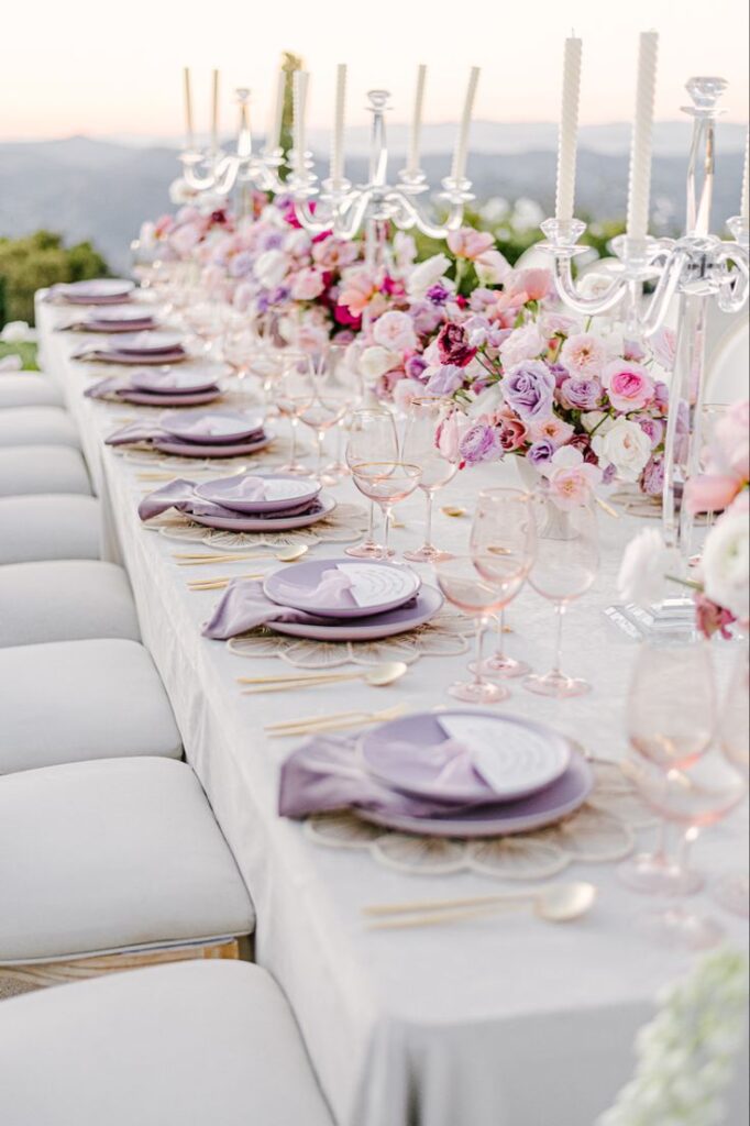 Lavender and Light Pink Table Decor