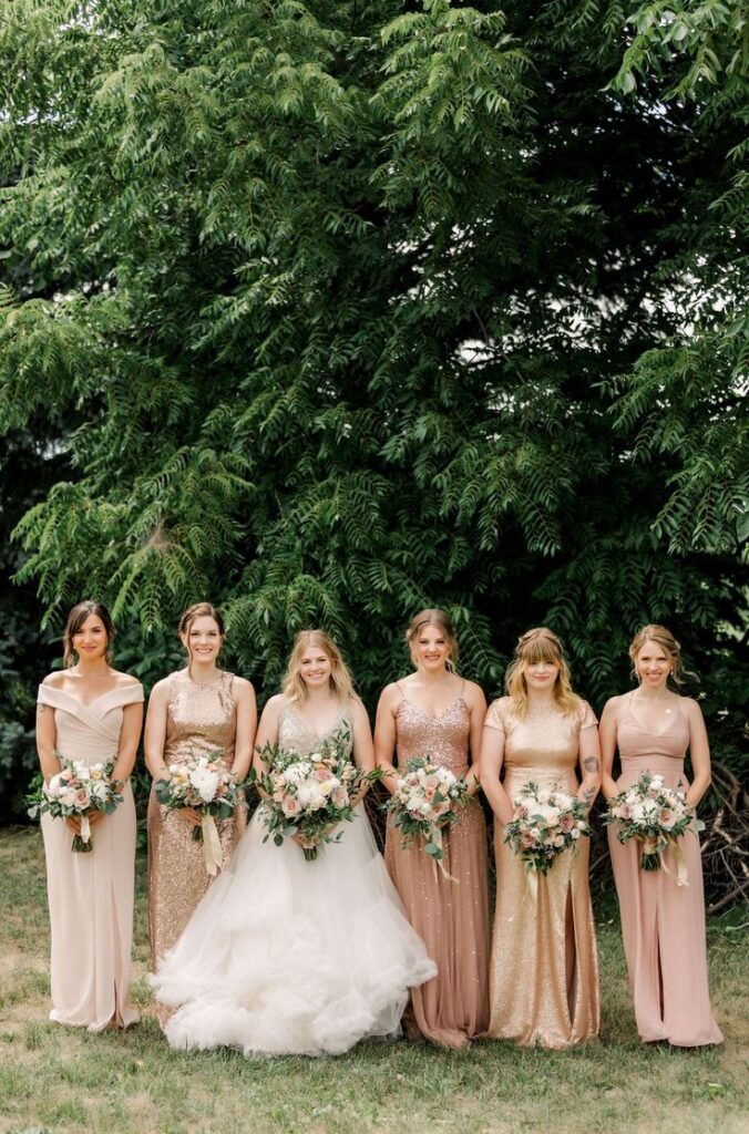 Pink and Gold Wedding Attire