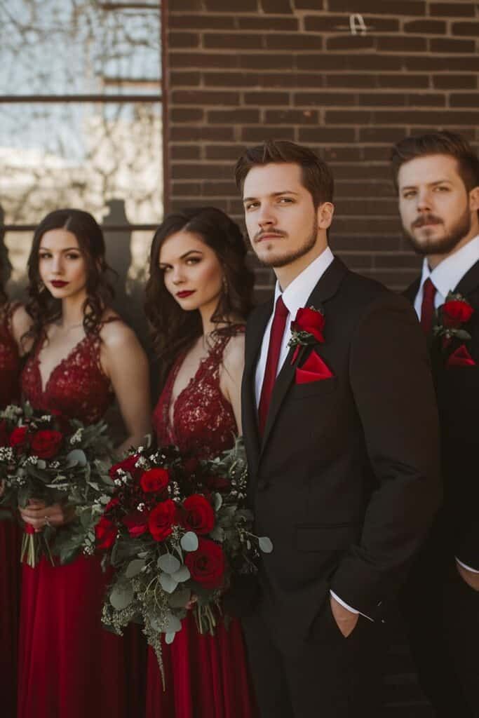 Red and Black Wedding Attire