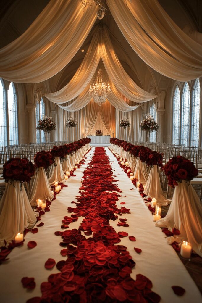 Red and Rose Gold Wedding Decor