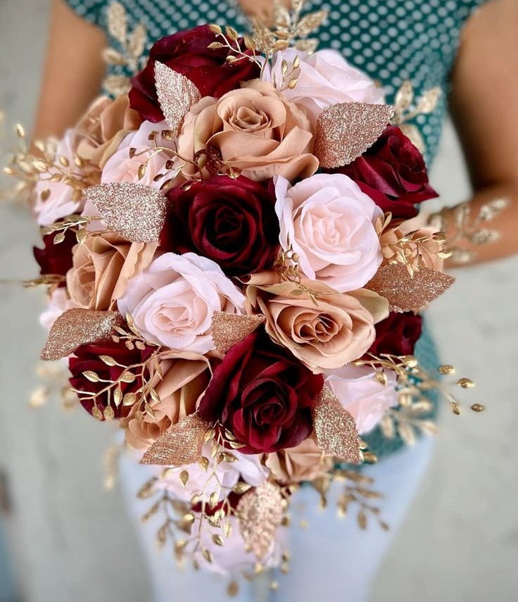 Red and Rose Gold Wedding Flower