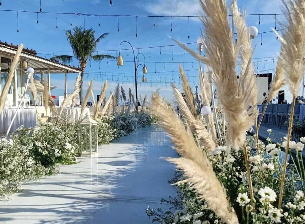 Beautifully decorated outdoor ceremony space