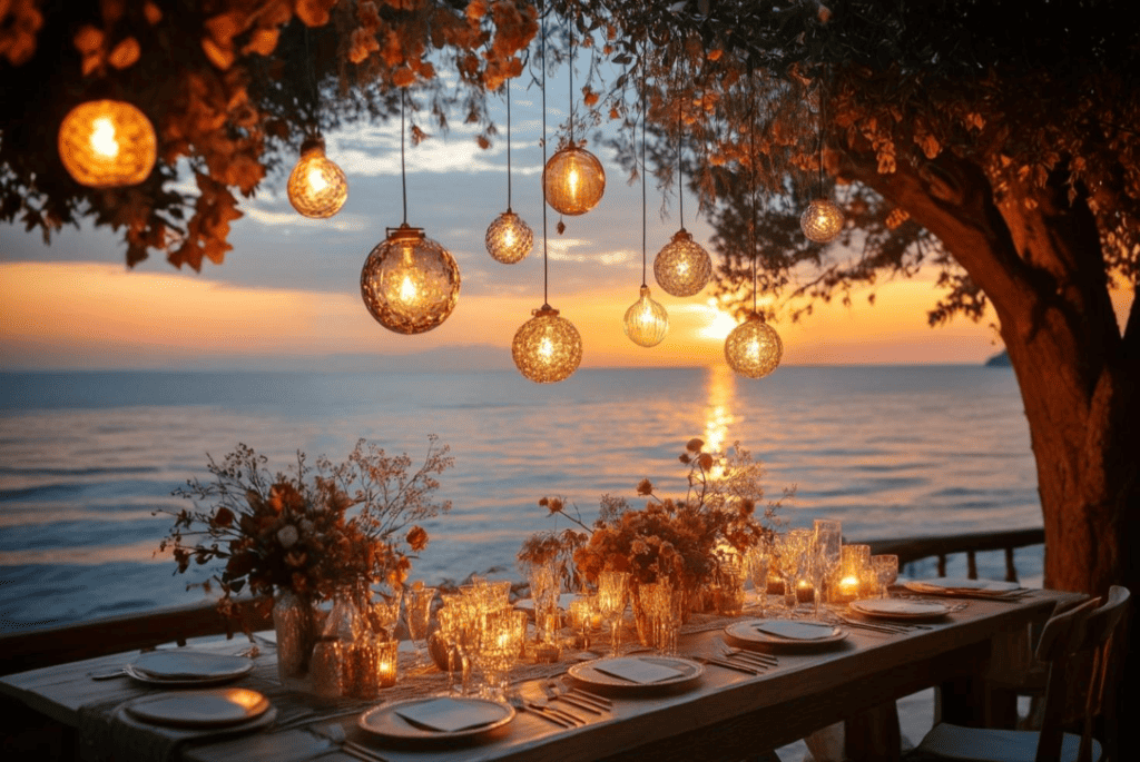 Sunset glam wedding theme