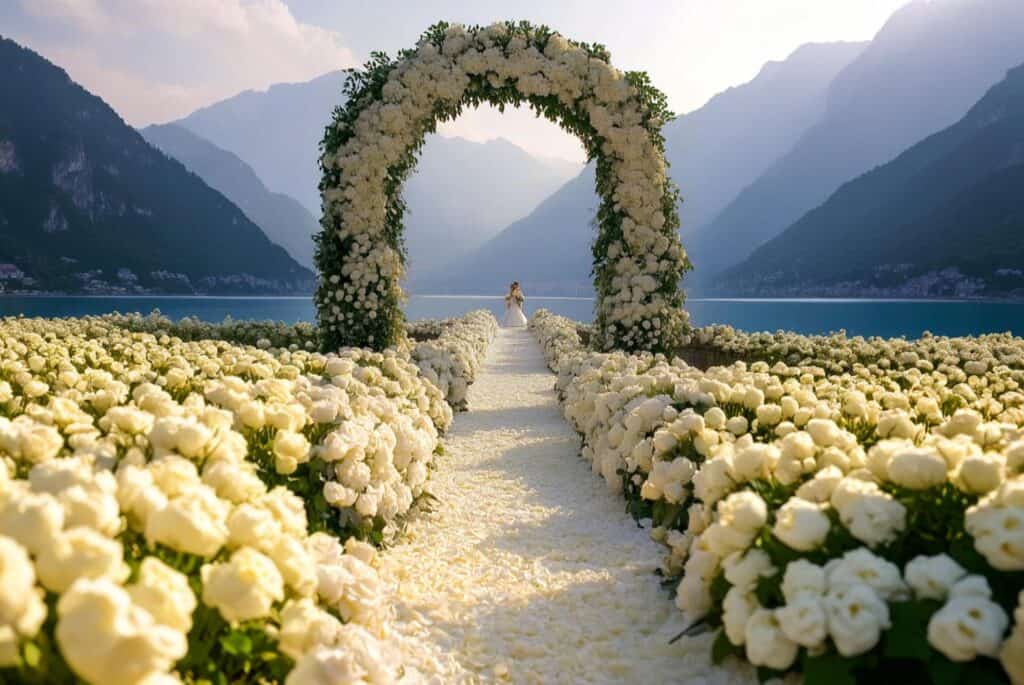 Wedding arch decoration with peony