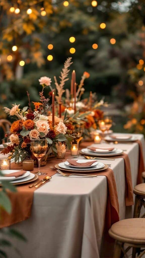 Autumn table wedding decorations