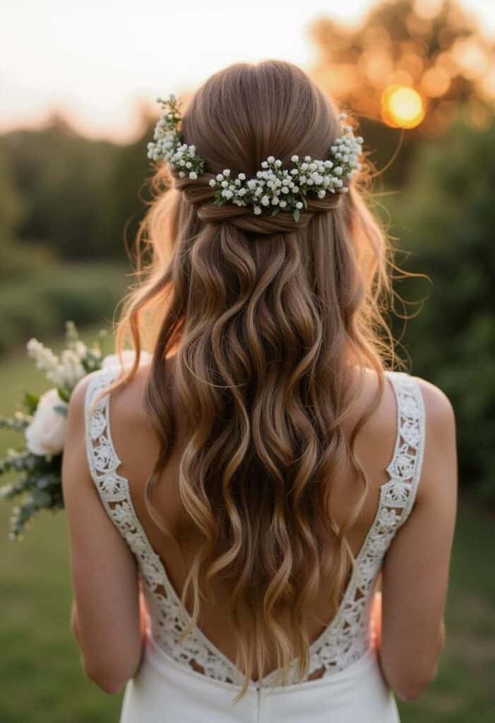 Baby breath wedding hair piece