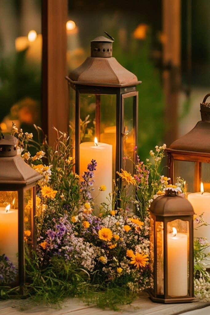 Lantern décor for a warm summer wedding evening