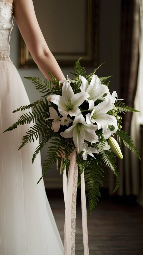 White Lilies Wedding Hand Bouquet