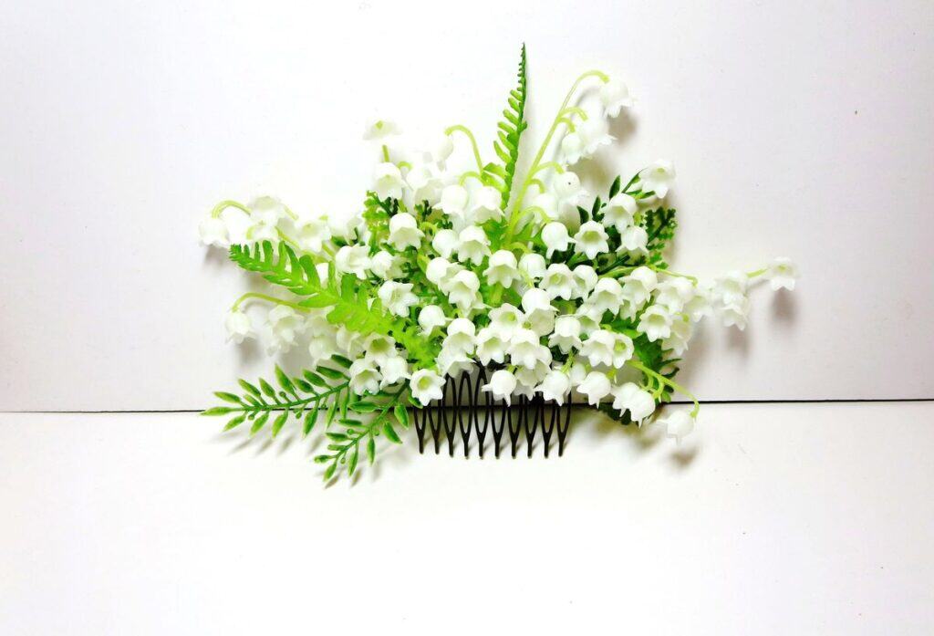 Lily of The Valley as wedding hairpiece