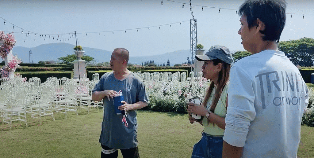 Coordinating with local team in Thailand for wedding setup