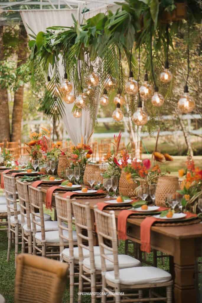 Boho Luxe and hint of Tropical touch wedding table decorations