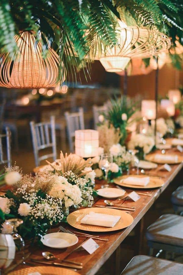 Tropical wedding table decorations